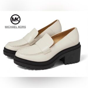Michael Kors Size 11 Rocco Heeled Loafers Light Cream NIB!